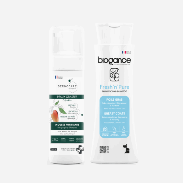 Pack Peaux Grasses pour Chien by Biogance – Soins Naturels Régulateurs de Sébum
